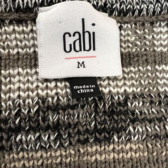 CAbi # 4097 Classic Cardigan Sweater Size Medium Brown Plaid Open Front Fringe - Picture 9 of 10